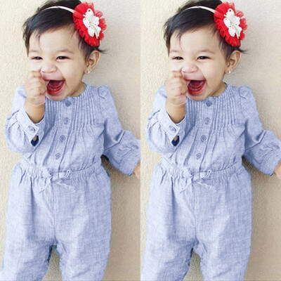 

Newborn Baby Girl Long Sleeve Romper Bodysuit Jumpsuit Outfits Denim Clothes
