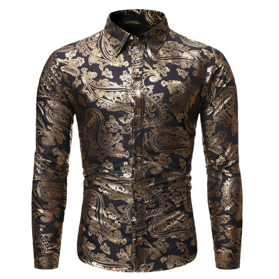 

Tailored Mens New Style Fashion stamped Long Sleeve Shirt Printed Long-Sleeved Blouse