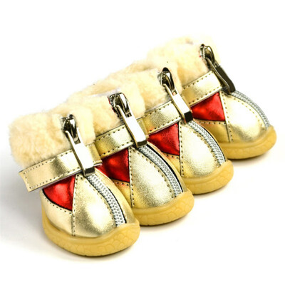 

Reflective WaterProof Dog PU Leather Shoes for Small Medium Dogs Puppy Autumn Winter Anti-slid Warm Shoes