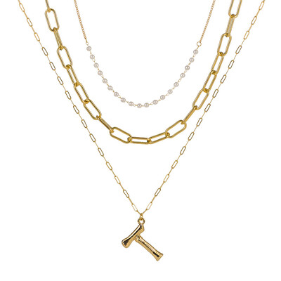 

Tiny Pearl A-Z Fashion Personalized Letter Alphabet Pendant Necklace Gold Color Chain Initial Bib Charms For Women Jewelry