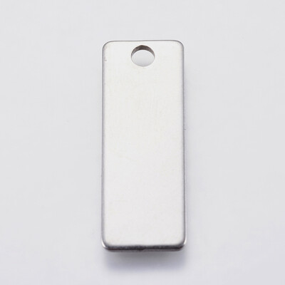 

304 Stainless Steel Pendants Rectangle Stainless Steel Color 25x9x1mm Hole 25mm