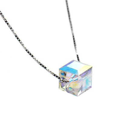 

Crystal Necklaces Pendants For Women Cube Necklace Sterling Silver Jewelry
