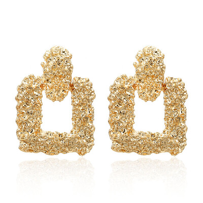 

Vintage earrings large for women statement earrings geometric golden color metal long earrings trend 2019 fashion Jewelry