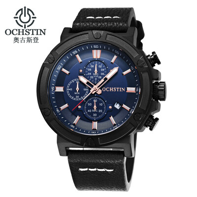

Augustus OCHSTIN multi-function three-eye calendar multi-function leather mens watch mens watch