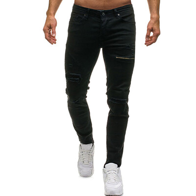 

Zipper Destroy Wash Ripped Jeans