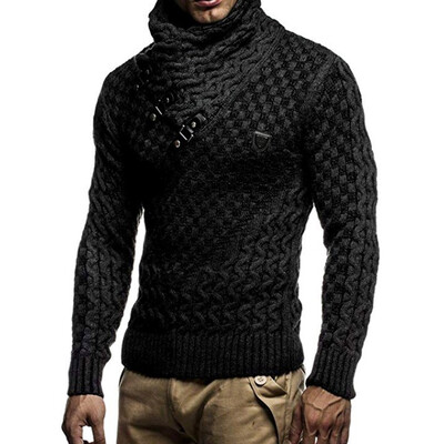 

Gobestart Mens Splicing Long Slim High Collar Pullover Sweater Knitted Jumper Tops Sweater
