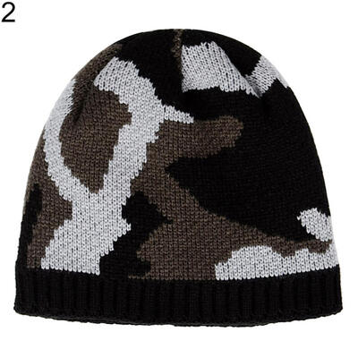 

Men Winter Thickened Fleece Lining Camouflage Knitted Hat Outdoor Warm Beanie