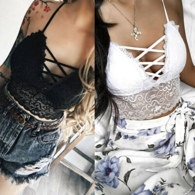 

USA Hollow Camisole Lace Floral Bralette Push Up Bra Sexy Crop Top Padded Tank