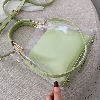 

Summer woman 2019 new Korean version handbag 100 shoulder bag fashion transparent jelly oblique satchel bag