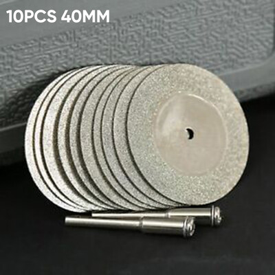 

10pcs 40mm Diamond Cut Off Disc Wheel Rotary Cutting Tools With 2 Mandrel Arbors