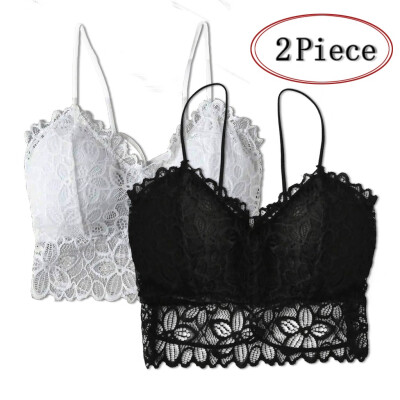 

〖Follure〗2PC Women Vest Crop Lace Wire Free Bra Lingerie Sexy V-Neck Underwear Camisole