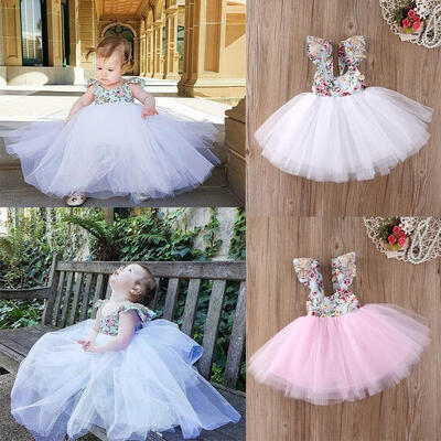 

Flower Girls Kids Baby Floral Dress Party Christmas Bridesmaid Dresses Costume