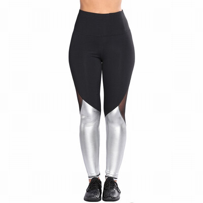

womens Two-color mesh stitching high waist sports casual leggings women