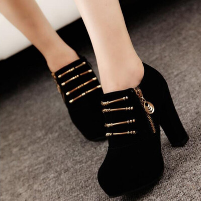 

Rose Women Ladies Autumn Shoes Fashion Zip Solid Loafers Single Shoes Short Boots