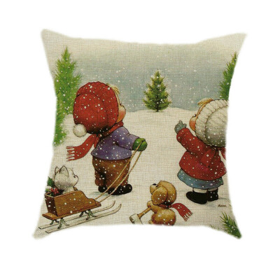 

Tailored Christmas Pillow Case Santa Cotton Linen Sofa Car Throw Cushion Cover Home Decor