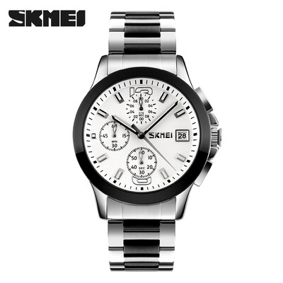 

New mens watch waterproof quartz watch trend business mens watch six-pin steel belt retro watch