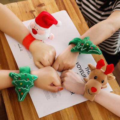 

Christmas Cartoon Bracelet Christmas Snap Wrap Wristband LED Luminous Bracelet Toy Santa Claus Deer Tree Xmas Party Decorat