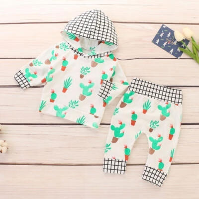 

Newborn Toddler Baby Girl Winter Outfits Cactus Clothes Hoodie TopsPants Set