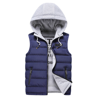 

Toponeto Fashion Men Autum Winter Hooded Solid Outwear Vest Jacket Tops Blouse