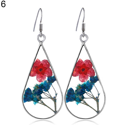 

Fashion Women Dried Flowers Dangle Ear Drops Teardrop Hook Earrings Jewelry Gift
