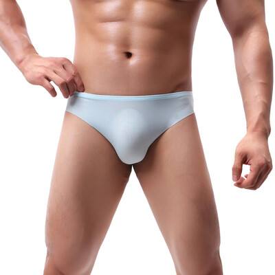 

Tailored Mens Sexy Underpants Pure Color Breathable Patchwork Ice-silk Underwear