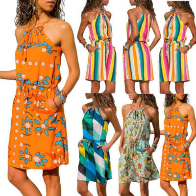 

Womens Short Sleeve Wrap Boho Floral Mini Dress Ladies Summer Sundress Holiday