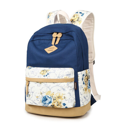 

Retro Canvas Backpack School Match Leather Satchel Rucksack Backpacks School Bags for Girls Mochila Escolar Printing School Bag