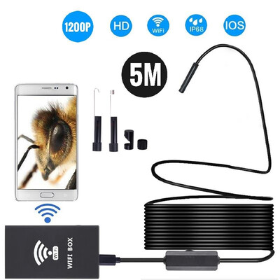 

Wireless Endoscope IP68 Waterproof WiFi Borescope Inspection 20MP HD 8 LED 8mm Semi-Rigid Snake Camera for iPhones iPads Android