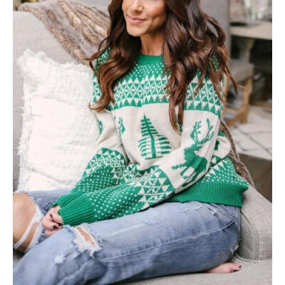 

Women Knitted Christmas Jumper Sweater Ladies Casual Sweater Knitwear Tops 6-14