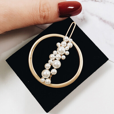 

Elegant Hair Clips for Women Star Moon Hairpin Gold Color Round Circle Barrettes Hairgrips Simulated Pearl Clip Hair Accessories