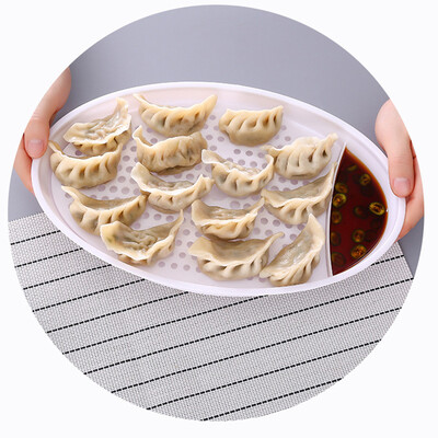 

Toponeto Round Dumpling Dish Kitchen With Vinegar Dish Double Drain Food Tray