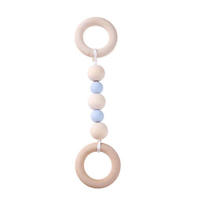 

Baby Silicone Wood Beads Teether Ring Chain for Newborn Infant Tooth Train