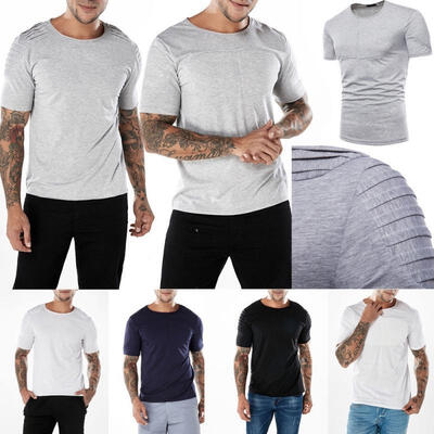 

Mode Solide Herren Rundhals Kurzarm Slim Fit T-Shirt Freizeit Top Nett