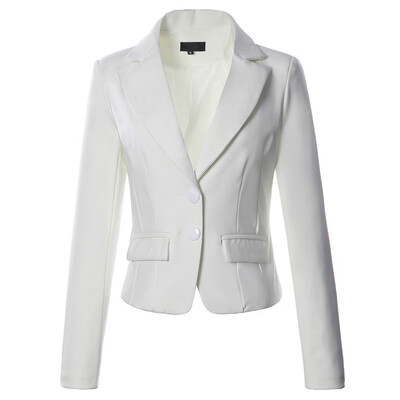 

Toponeto Womens Jacket Solid Color Two Button Pocket Slim Fit Small Suit Coat BKL
