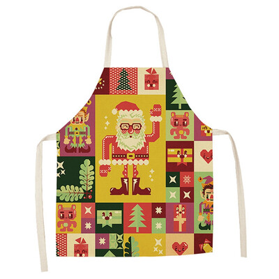 

1Pcs Merry Christmas Apron For Woman Cotton Linen Bibs Xmas Decor Pendant Kitchen Cooking Accessories