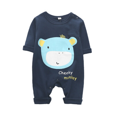 

Cute Baby Girl Boy Cartoon Print Tops Rompers Long Sleeve Infant Warm Jumpsuits 0-18M