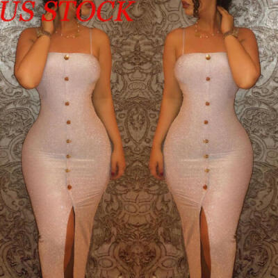 

US Women Sleeveless Glitter Bodycon Casual Club Party Evening Cocktail Dress