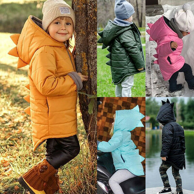 

Kids Toddler Baby Girl Boy Hoodie Zipper Coat Warm Jacket 3D Dinosaur Outwear