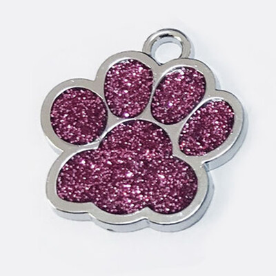 

Dog Cat Pet Tag ID Collar Tags 2725mm Glitter Paw Print Gifts