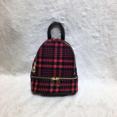 

13 Inch Stylish Plaid Striped Backpack Fashion Zipper Travel Bag