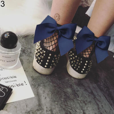 

Fashion Chic Women Girl Fishnet Net Mesh Bowknot Hollow Ankle High Short Socks