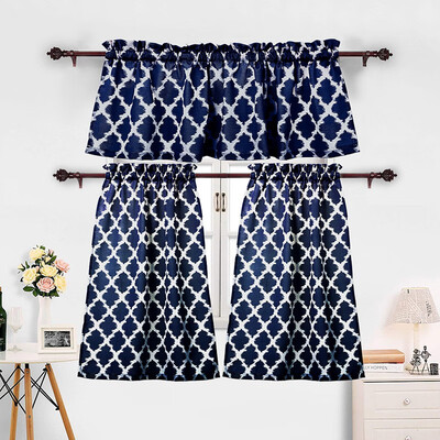 

Bladies bamboo Bladies Geometric blend 3-piece kitchen curtain valance Moroccan diamond pattern kitchen curtain 4689