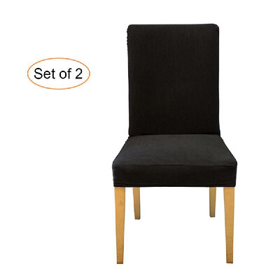 

Pack of 4 Spandex Stretch Dining Chair Seat Covers Elastic Removable Washable Ceremony Chair Slipcovers Protectors--Coffee