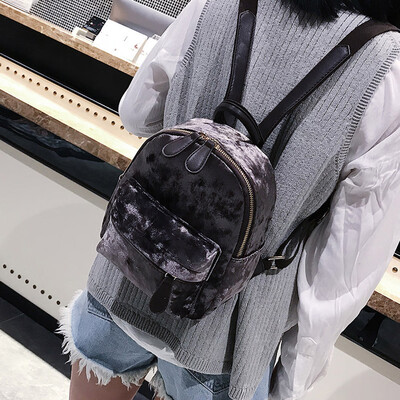 

Tailored Women Girl Velour Backpack Student Solid Color Travel School Crossbody Bag