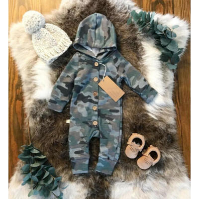 

Newborn Baby Boy Girl Camouflage Hooded Romper Jumpsuit Bodysuit Clothes Outfits