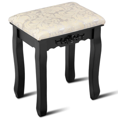 

Wood Cushioned Makeup Dressing Stool-Black