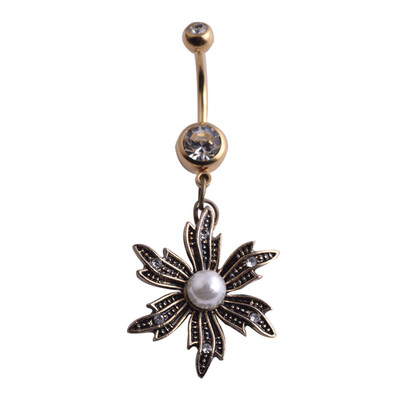 

1PC Belly Button Navel Pierced Vintage Jeweled Sunflower Rhinestone Jewelry Gift