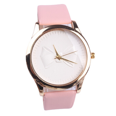 

Belt ladies casual PU watch simple scale bow dial