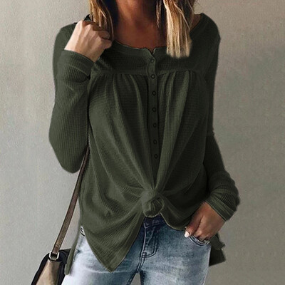 

Tailored Women Fashion Casual Button Shirt O-Neck Long Sleeve Tops Blouse