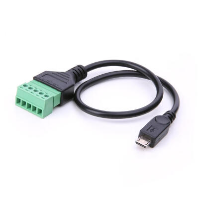 

Micro USB Male to 5 Pin Screw Connector w30cm Shield Terminal Plug Cable